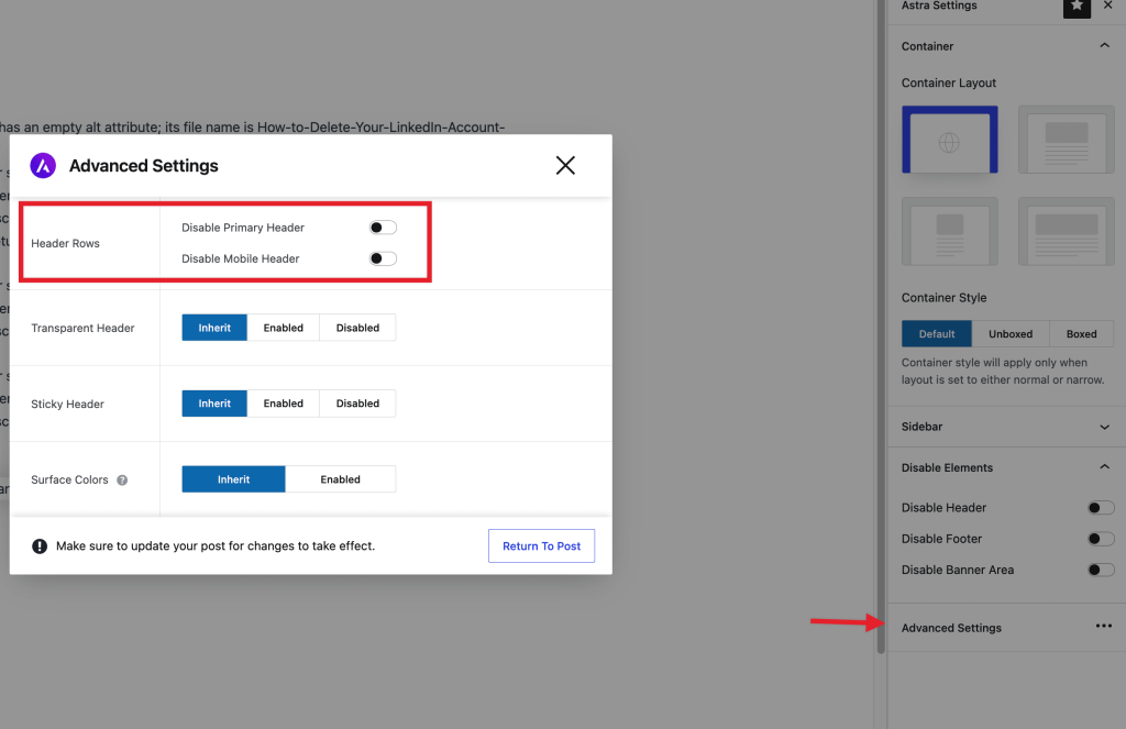 How To Disable Header or Footer for a Landing Page or Post disable mobile header