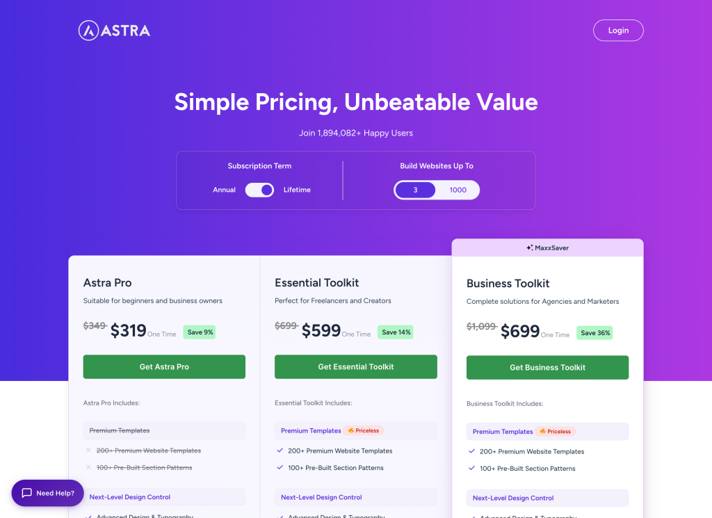 wpastra.com pricing 