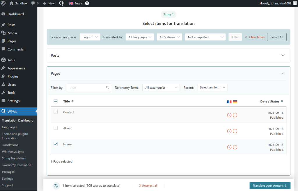 Translation Dashboard