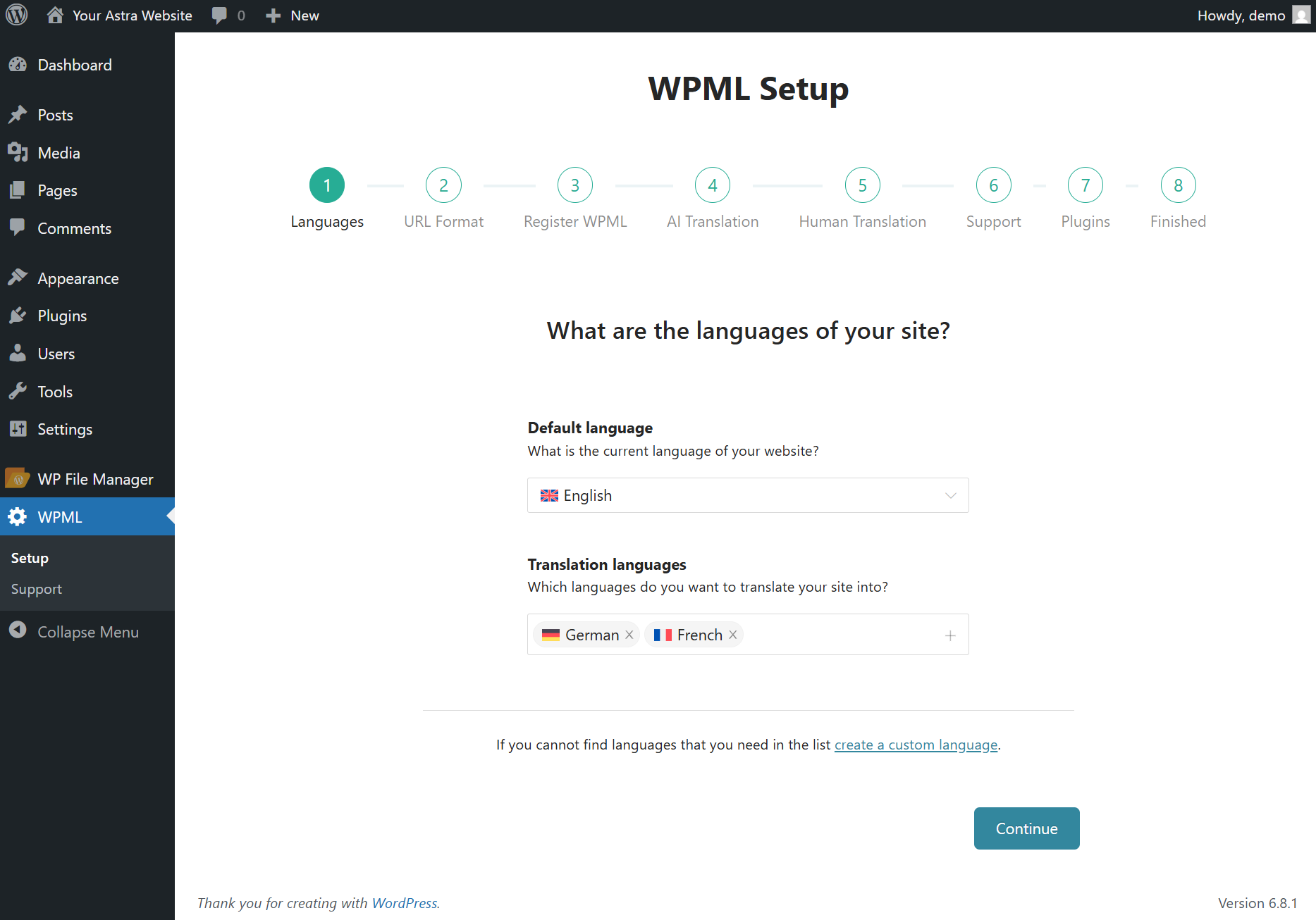 WPML Setup Wizard