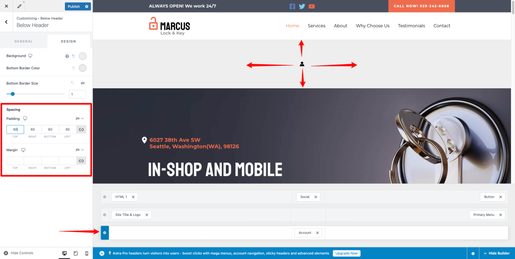 Below Header Spacing