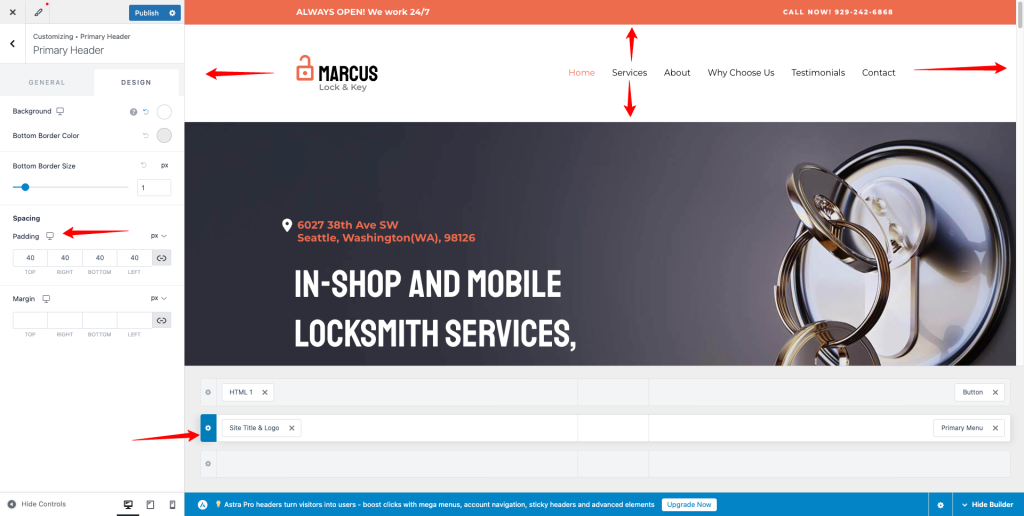 Primary Header Spacing