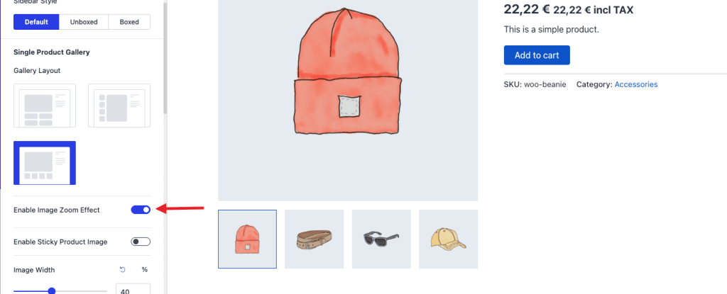 WooCommerce single product zoom effect