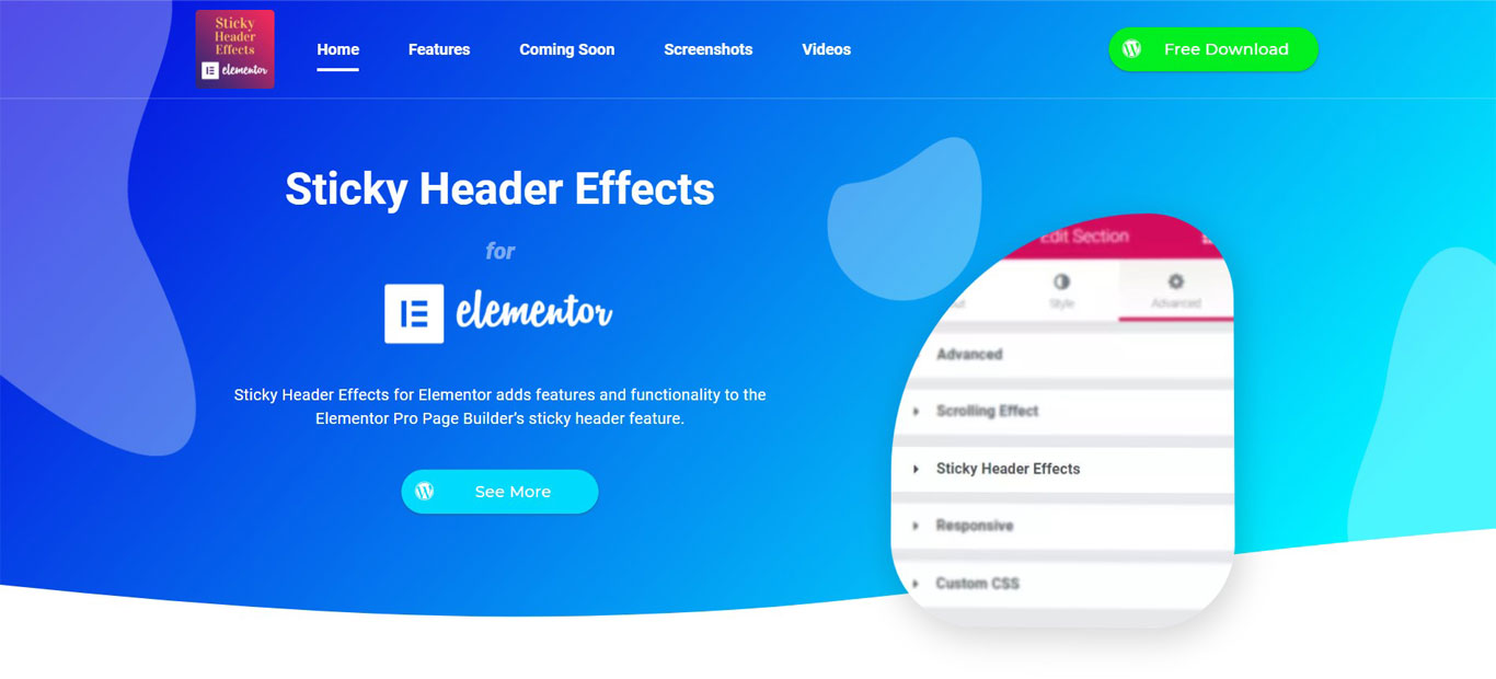 Sticky header effects plugin site