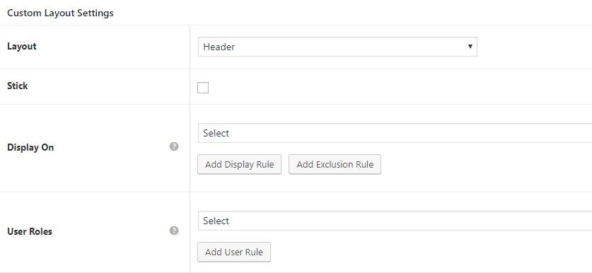 Astra custom layout settings