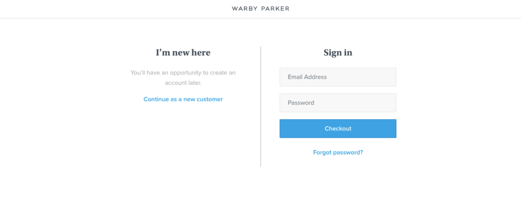 Warby Parker Checkout Options