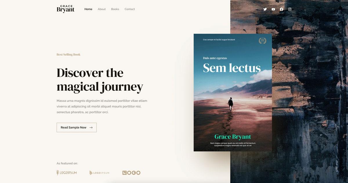 Author landing page website template