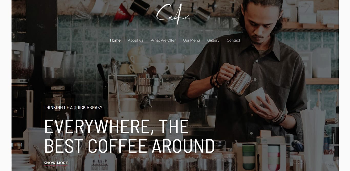 Cafe elementor site