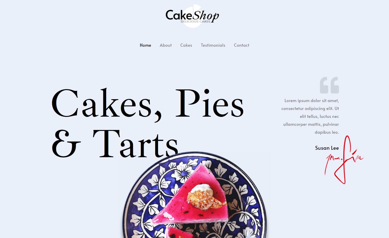 Cake shop elementor site