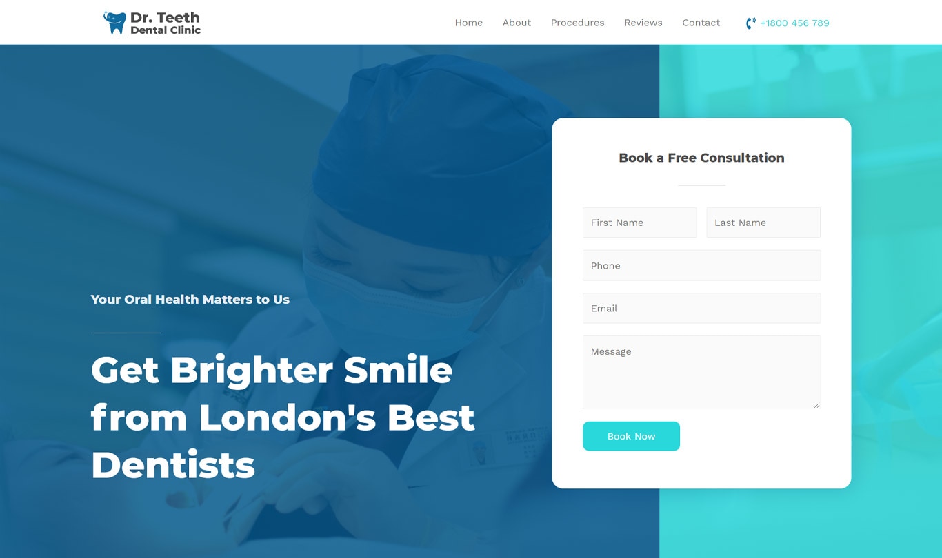 Dentist clinic elementor site