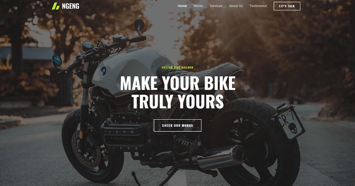 Elementor template for bike modification service websites
