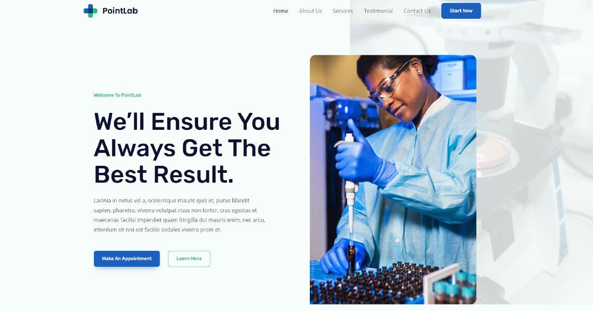 Elementor website template for the labs