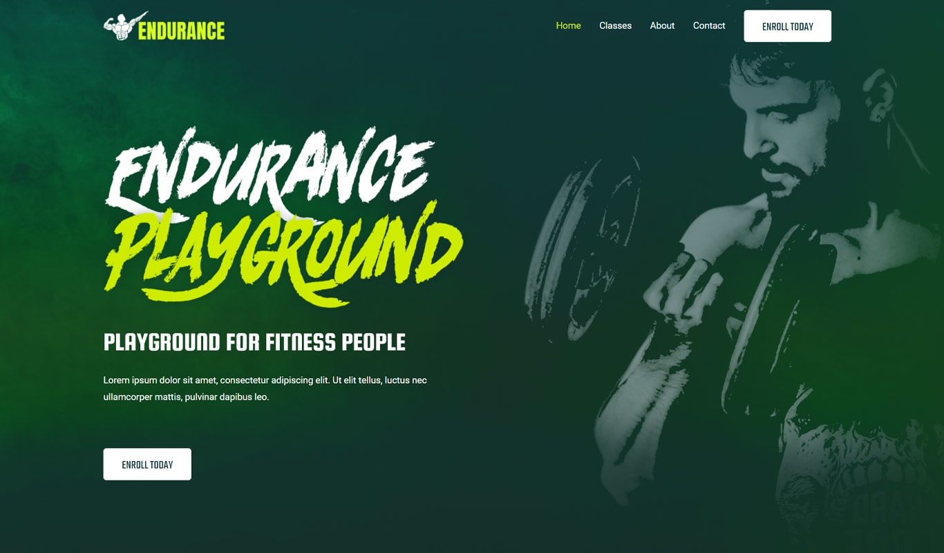 Fitness center elementor site