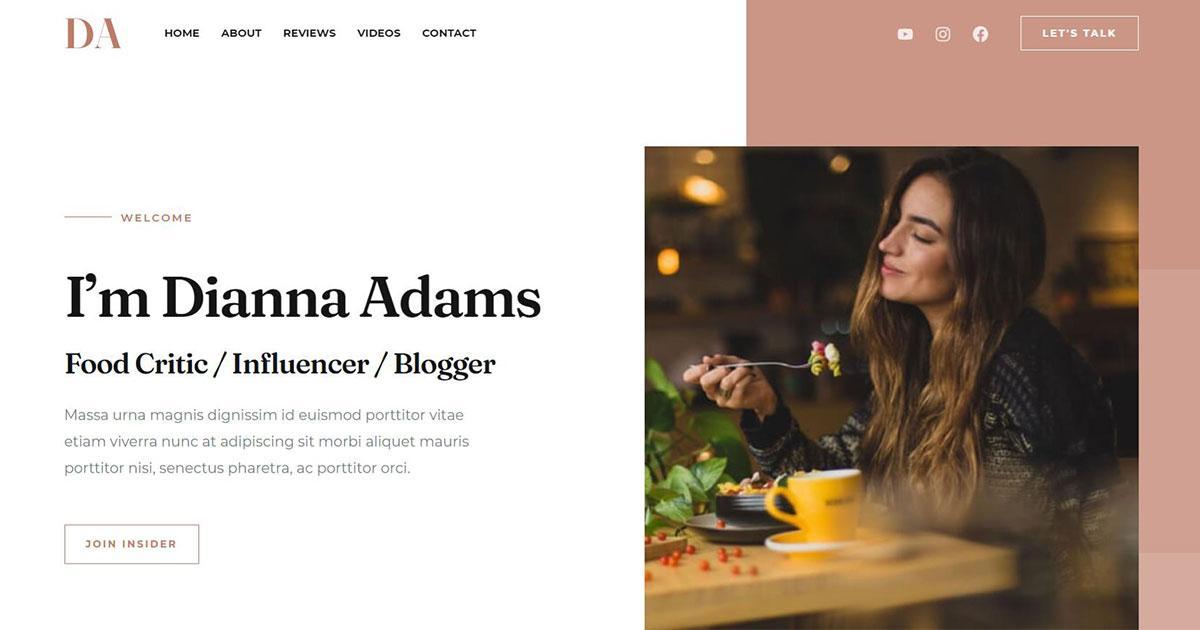 Food blogger website template