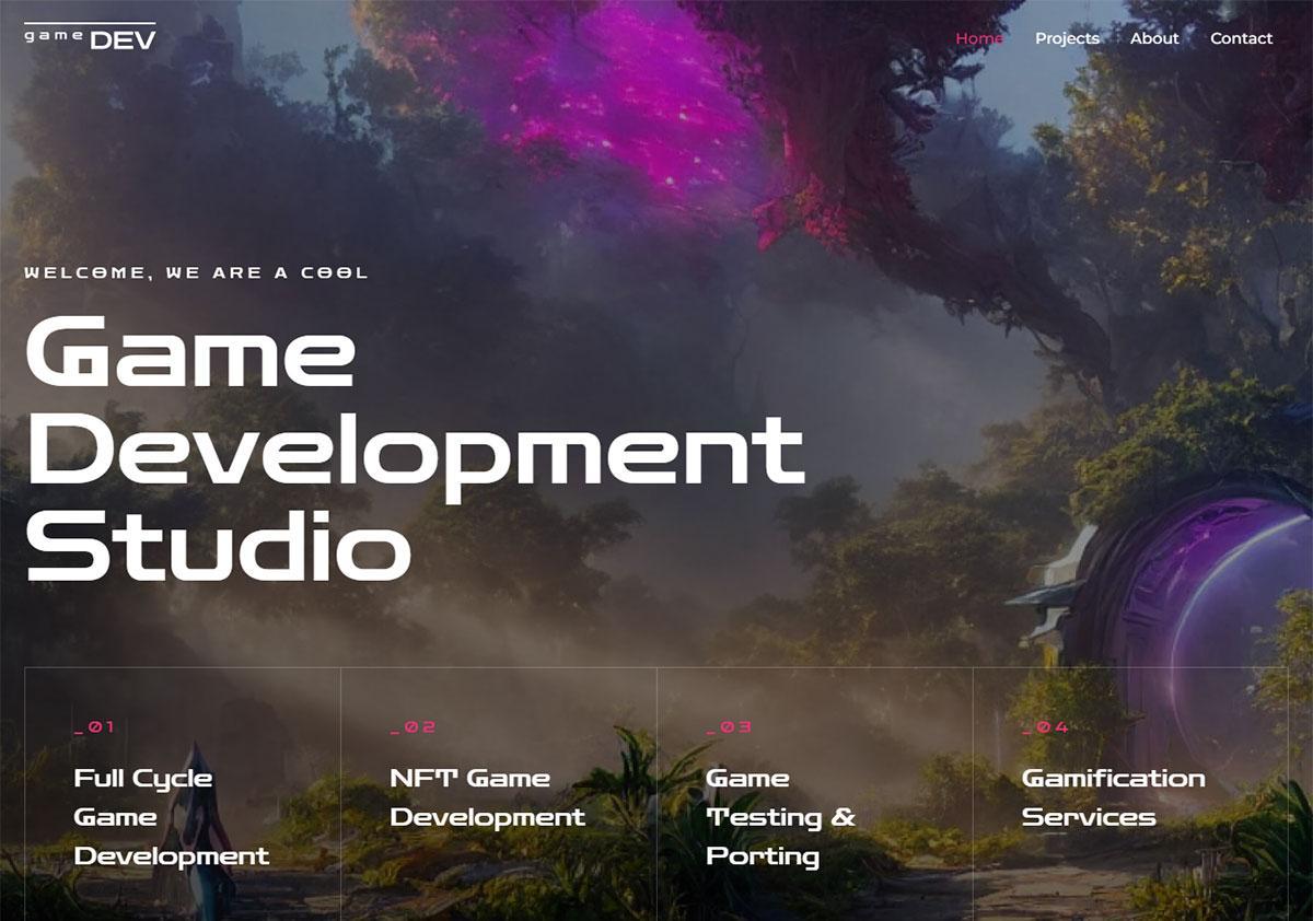 Game Dev Studio premium Elementor template