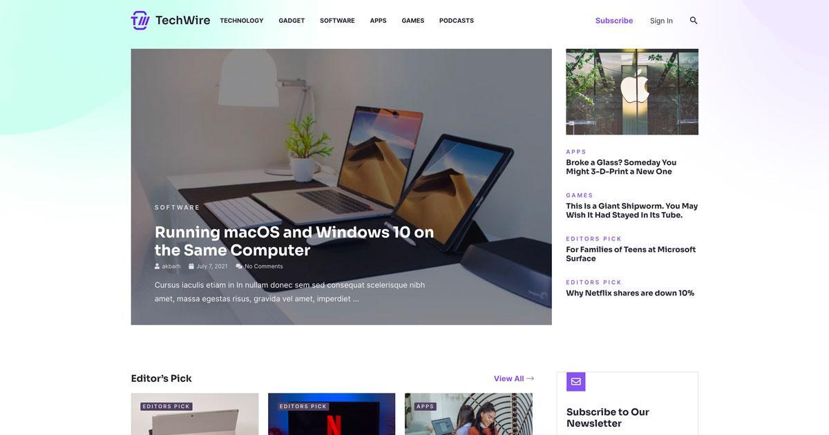News and magazine website template