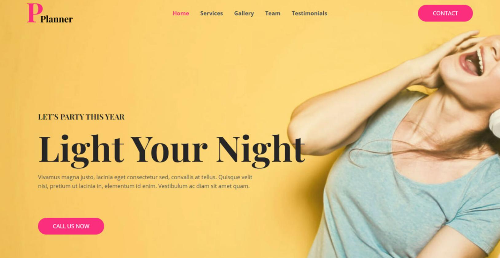 Party planner website template