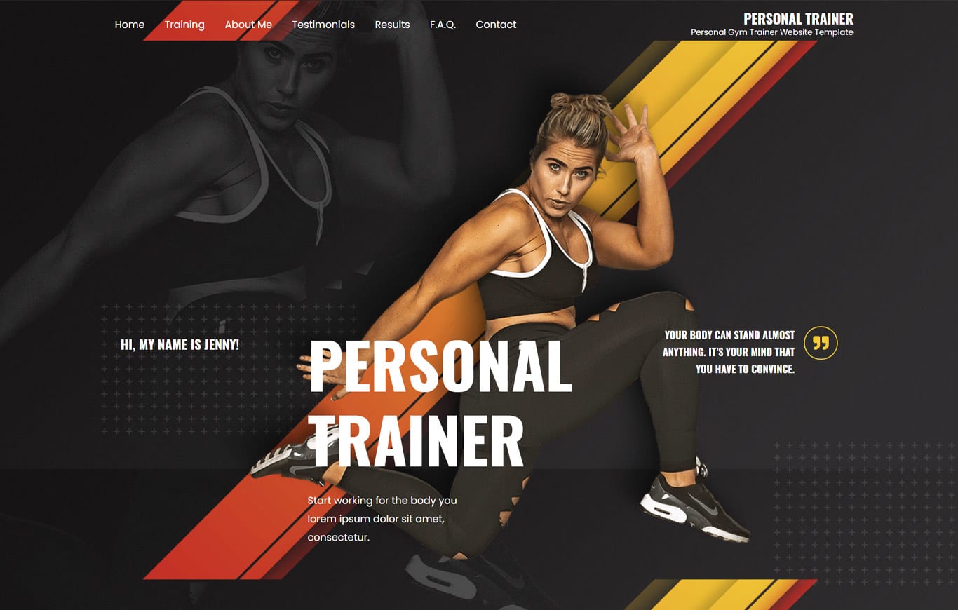 Personal trainer elementor site