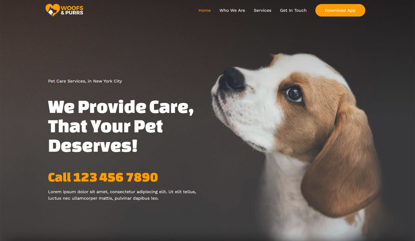 Pet services elementor site