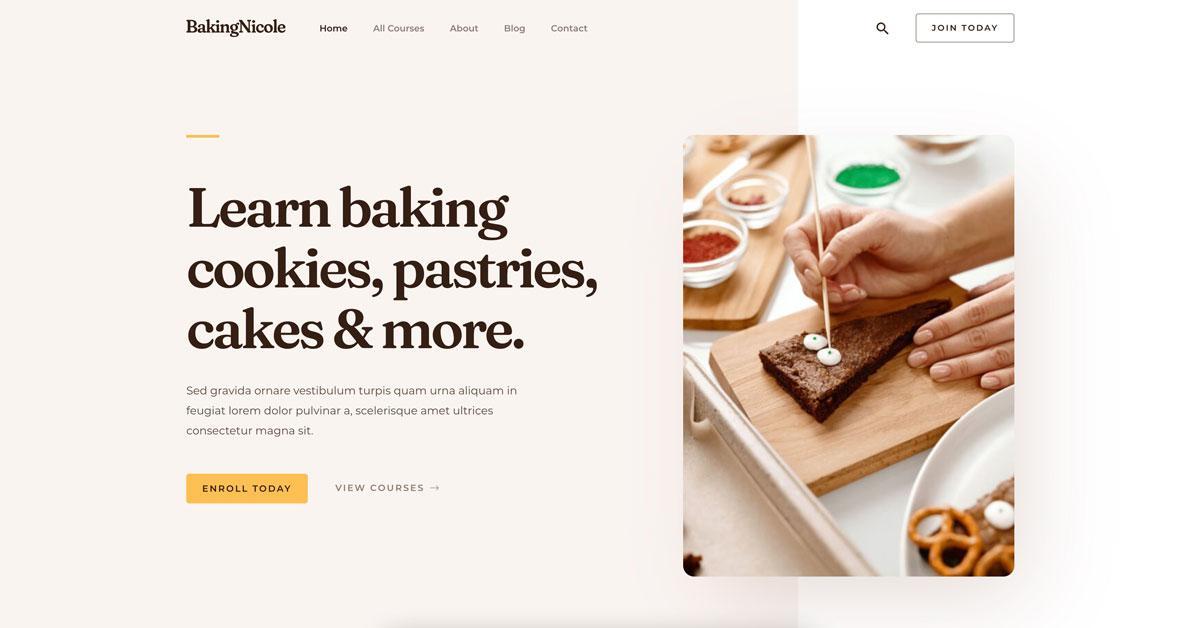 Website template for baking coach