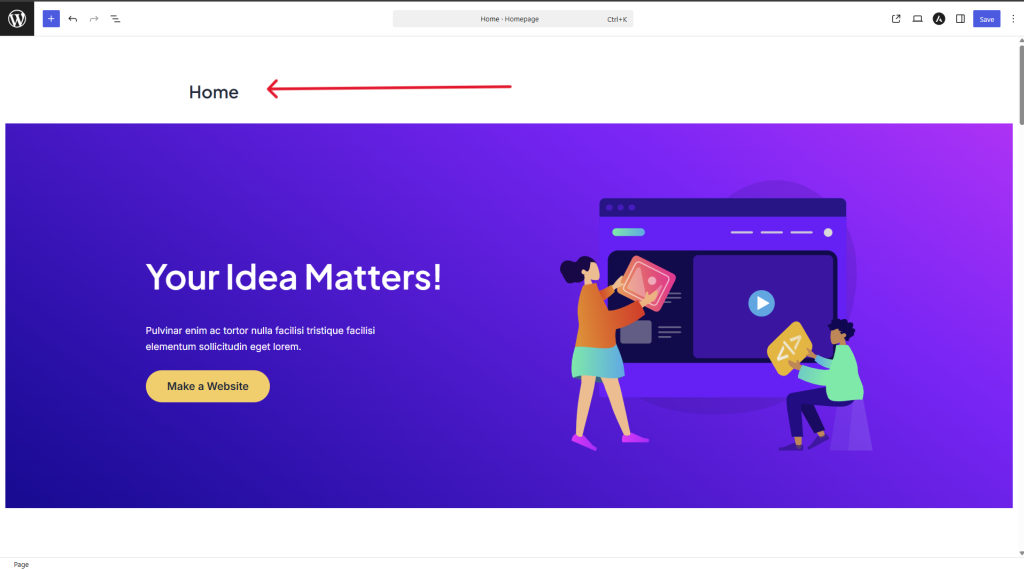 How to Hide the Page Title in Astra (Without Affecting SEO) Page Title Disabled Example
