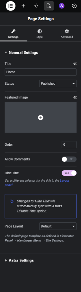 How to Hide the Page Title in Astra (Without Affecting SEO) Disable title via Elementor Page Settings