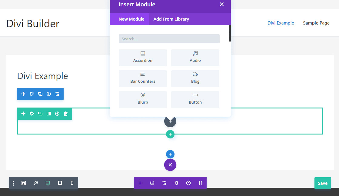 Fenêtre contextuelle du constructeur de pages Divi