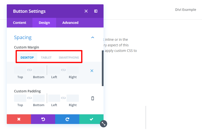 divi builder responsive controls