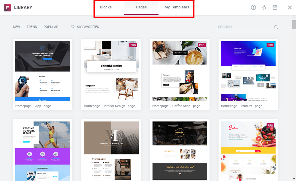 elementor templates