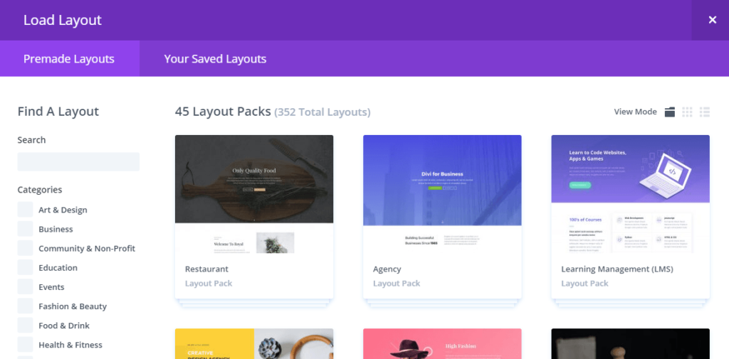 divi builder templates