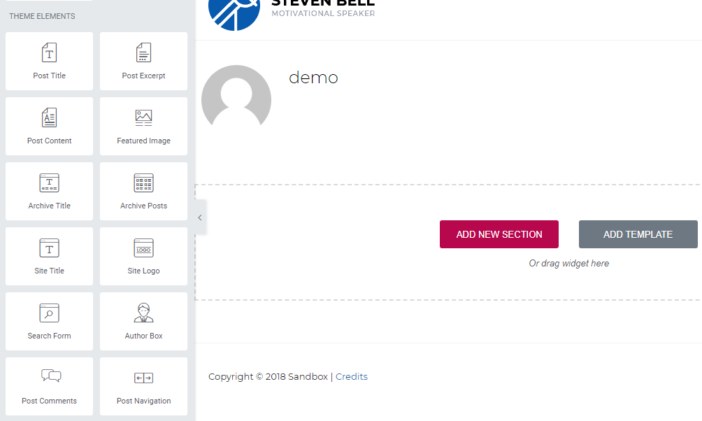elementor theme widgets