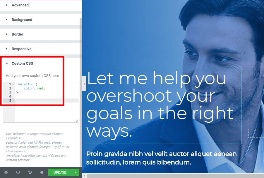 elementor custom css