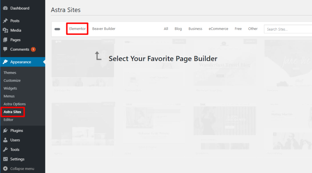 select page builder