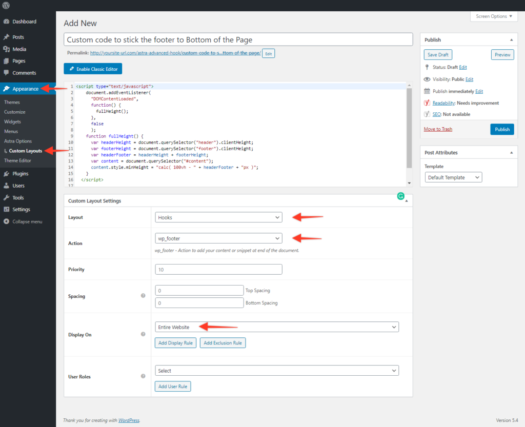 Add Custom Code Inside Sticky Footer