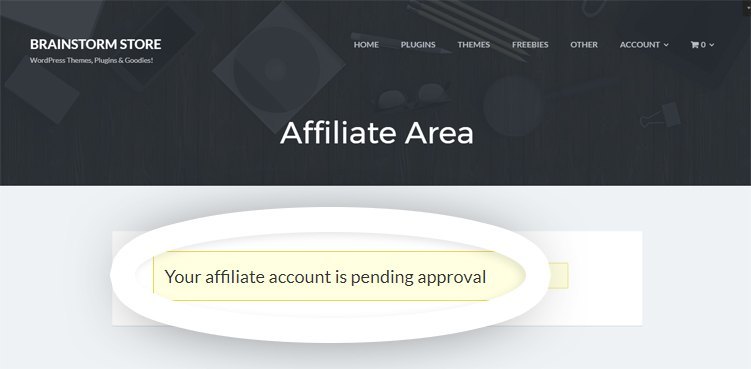 Affiliate Area Pending Notification