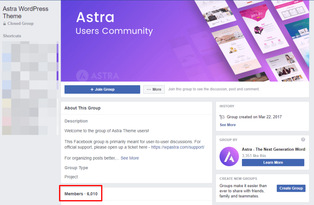 astra facebook community