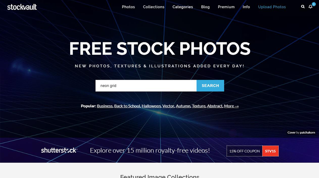 StockVault homepage