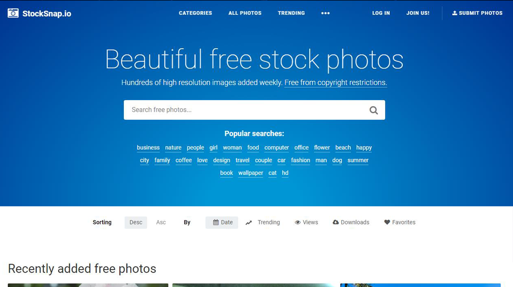 StockSnap.io homepage