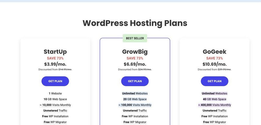 select a hosting plan from siteground
