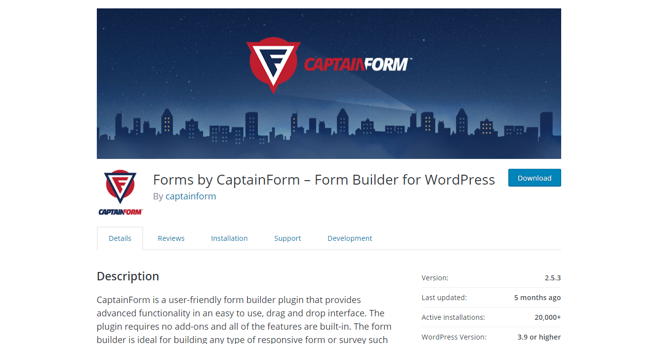 CaptainForm WordPress 插件的表单