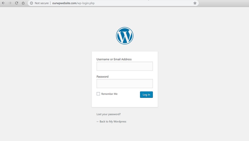 WordPress website login page