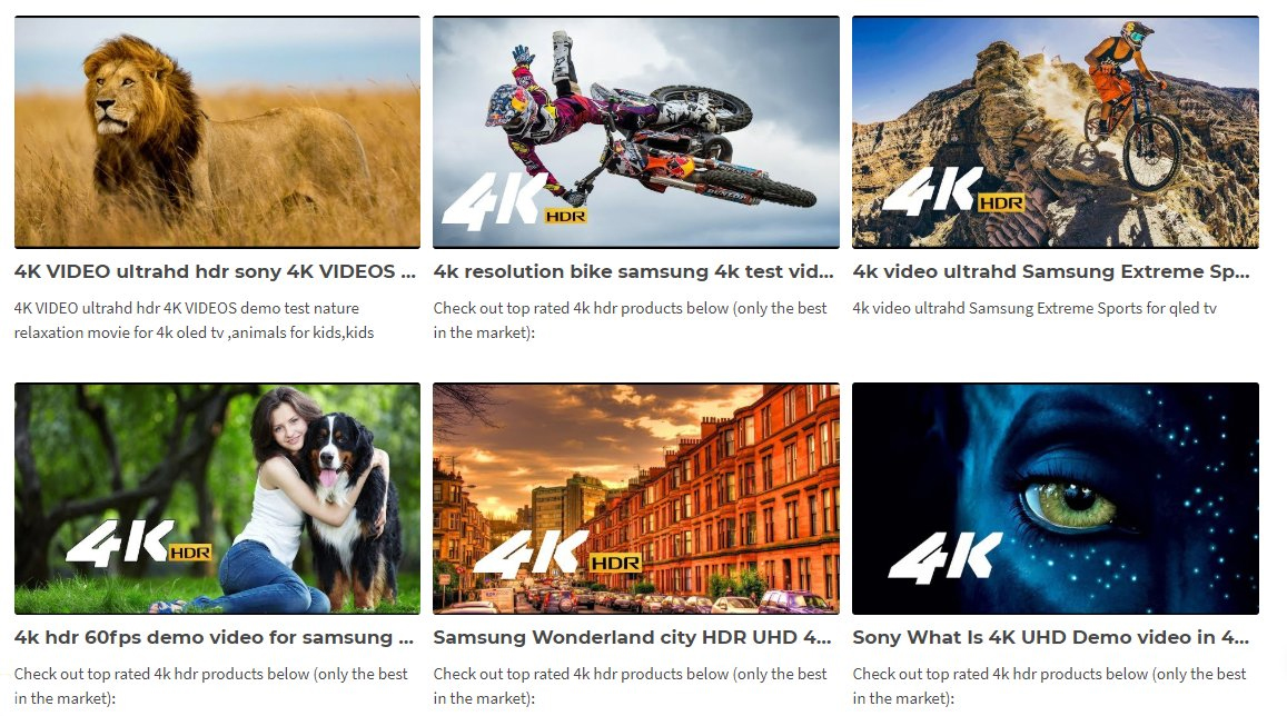 YouTube videos displayed in a grid format