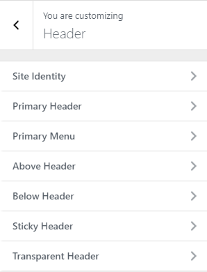 header and sticky options settings for Astra