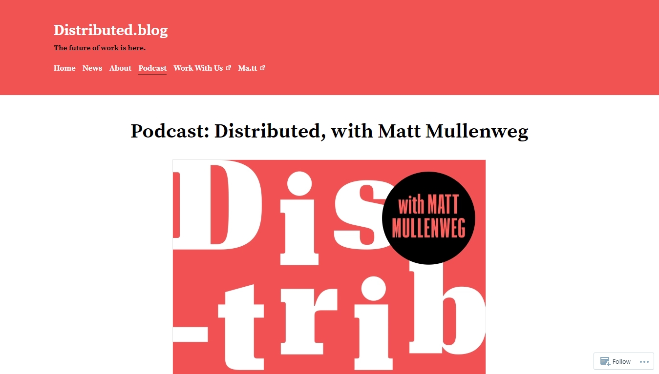 Distributed blog podcast homepage with logo