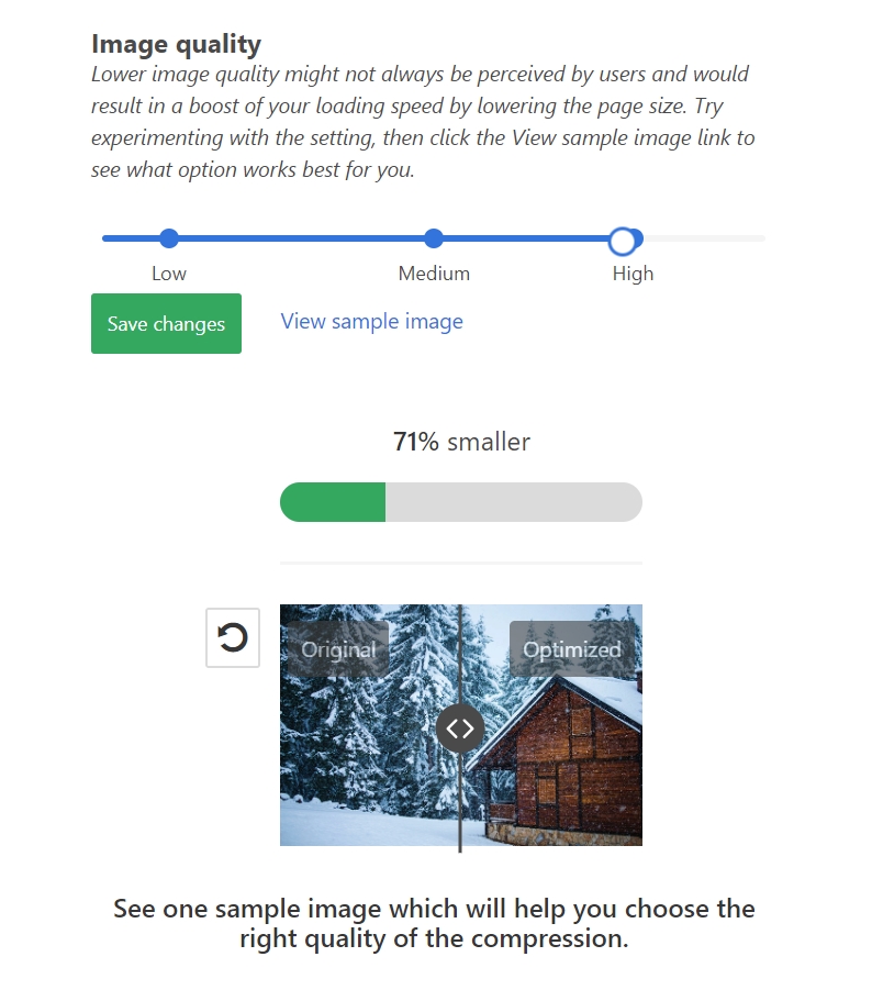 optimole plugin image quality settings