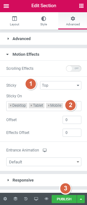 Adding sticky to top settings instructions