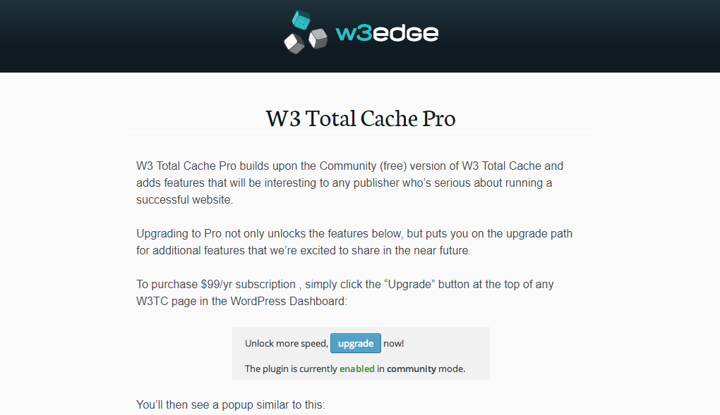 W3 Total Cache free plugin