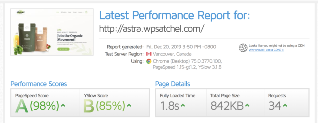 w3 total cache speed test results