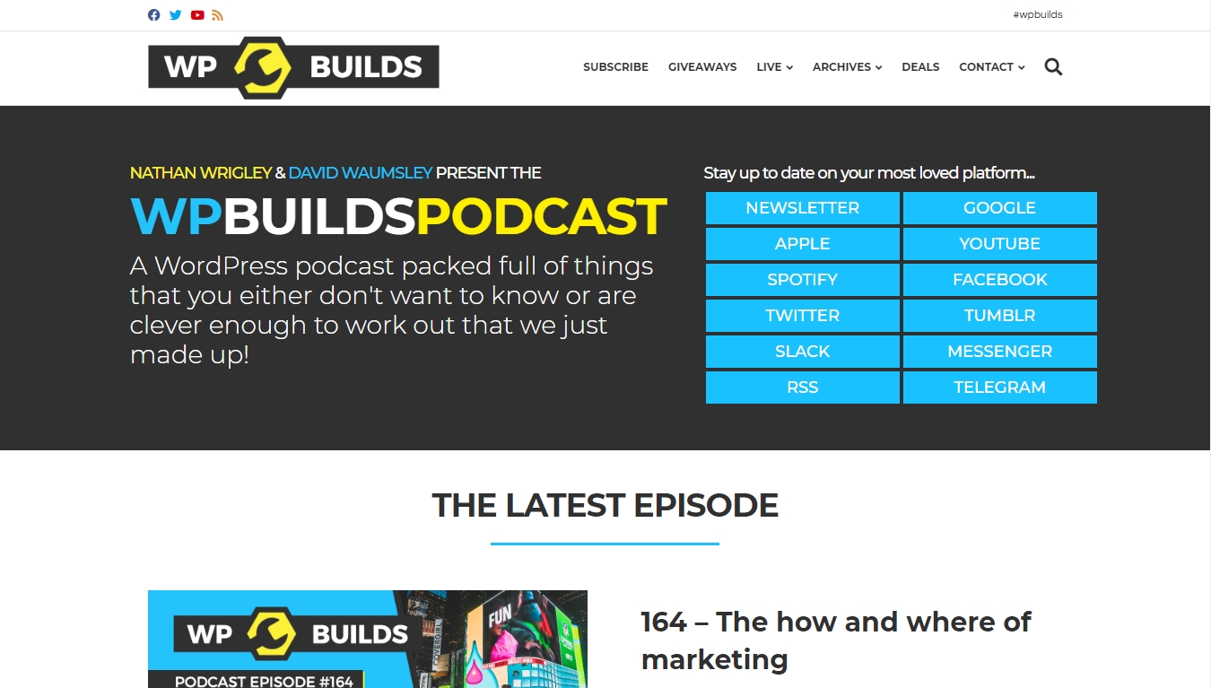 WP Builds Podcast Homepage