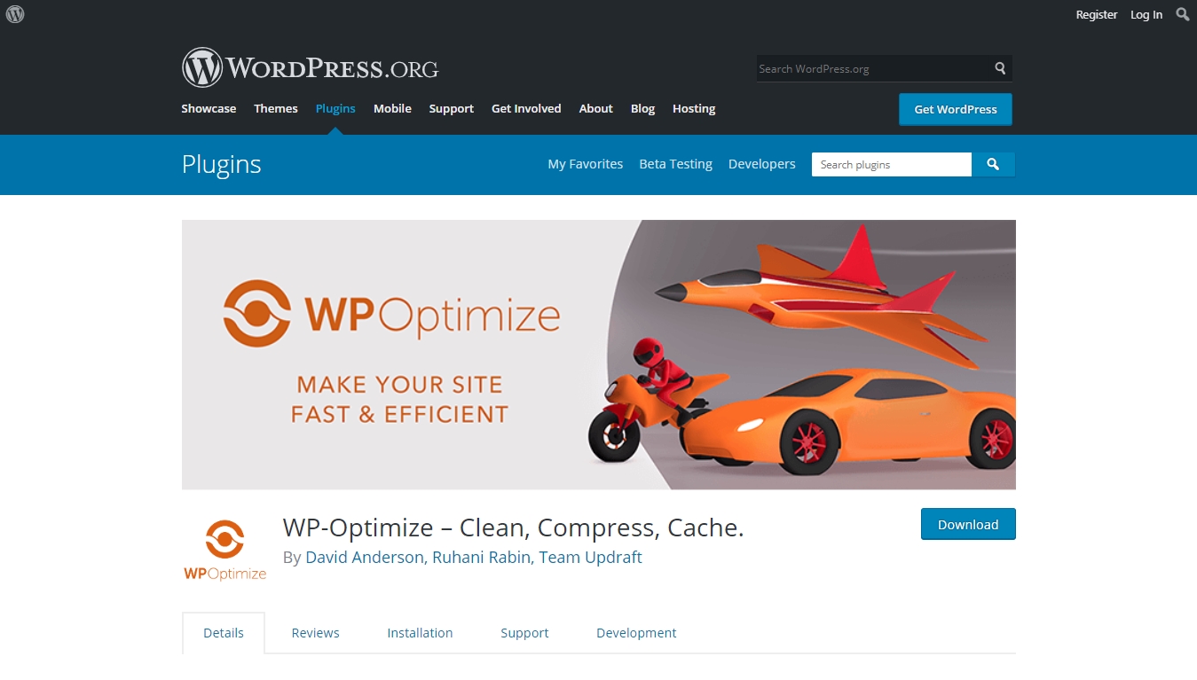 wp optimize downloads page from wordpress.org